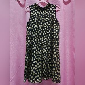 Elle Black With Gold Polka Dots Dress Sz M